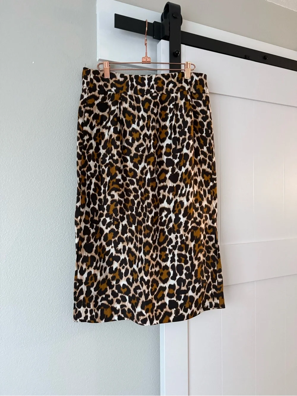 J. Crew Leopard-Print Midi Skirt in Brown, Black, and Cream